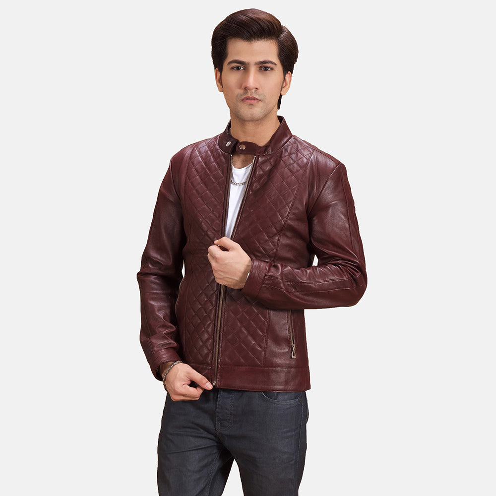 Aesthetic Maroon Leather Jacket