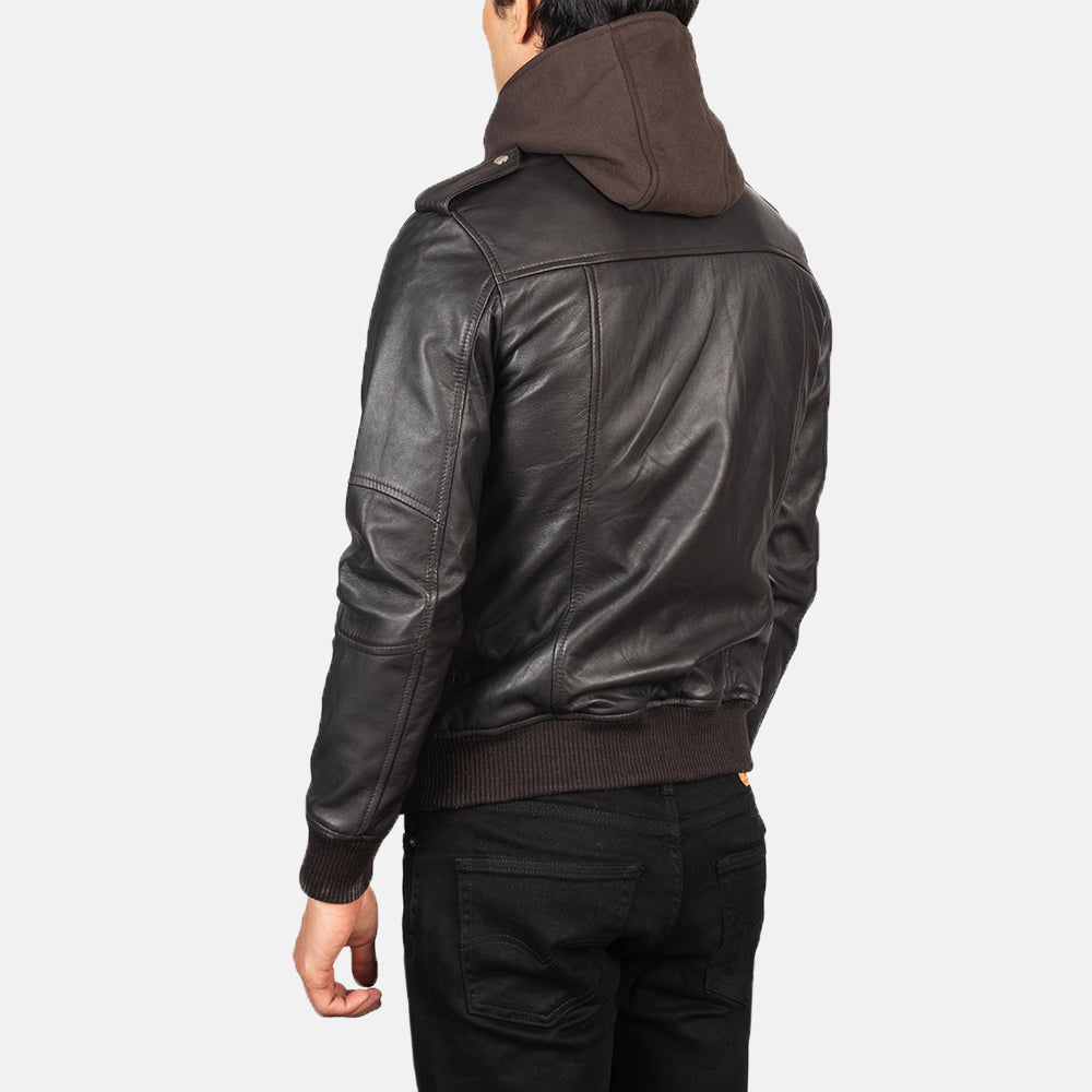 Maverick Hooded Leather Bomber Jacket
