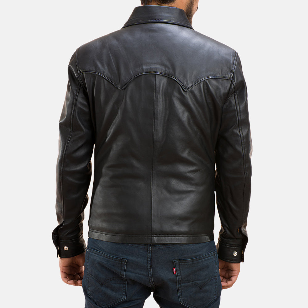 Horizon Black Leather Shirt