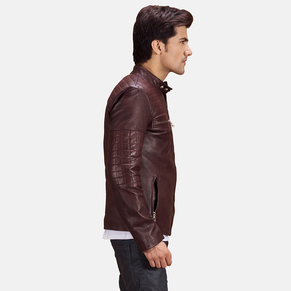 Quilted Regal Maroon Leather Biker's Jacket