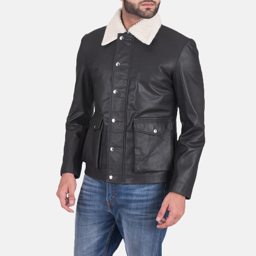 SnowFlake Black Leather Jacket