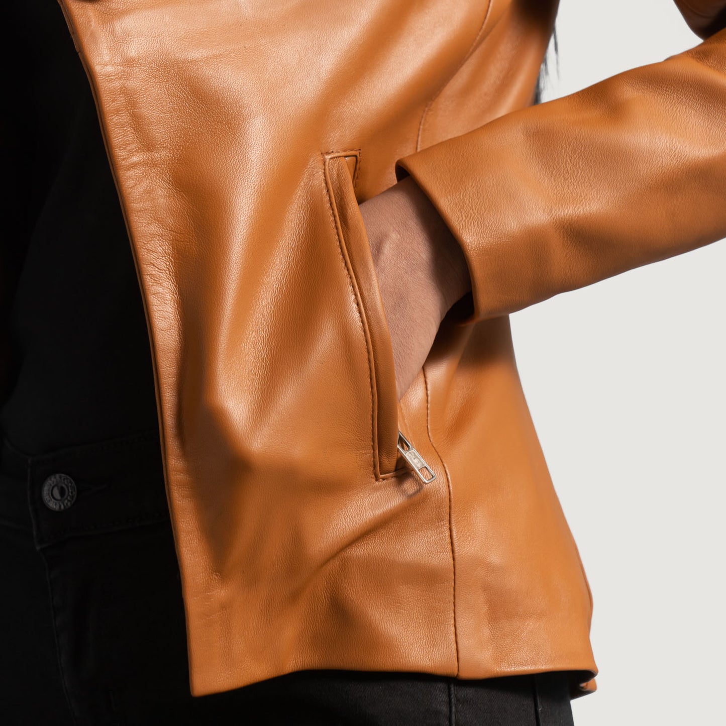 Aubrey Tan Brown Leather Blazer