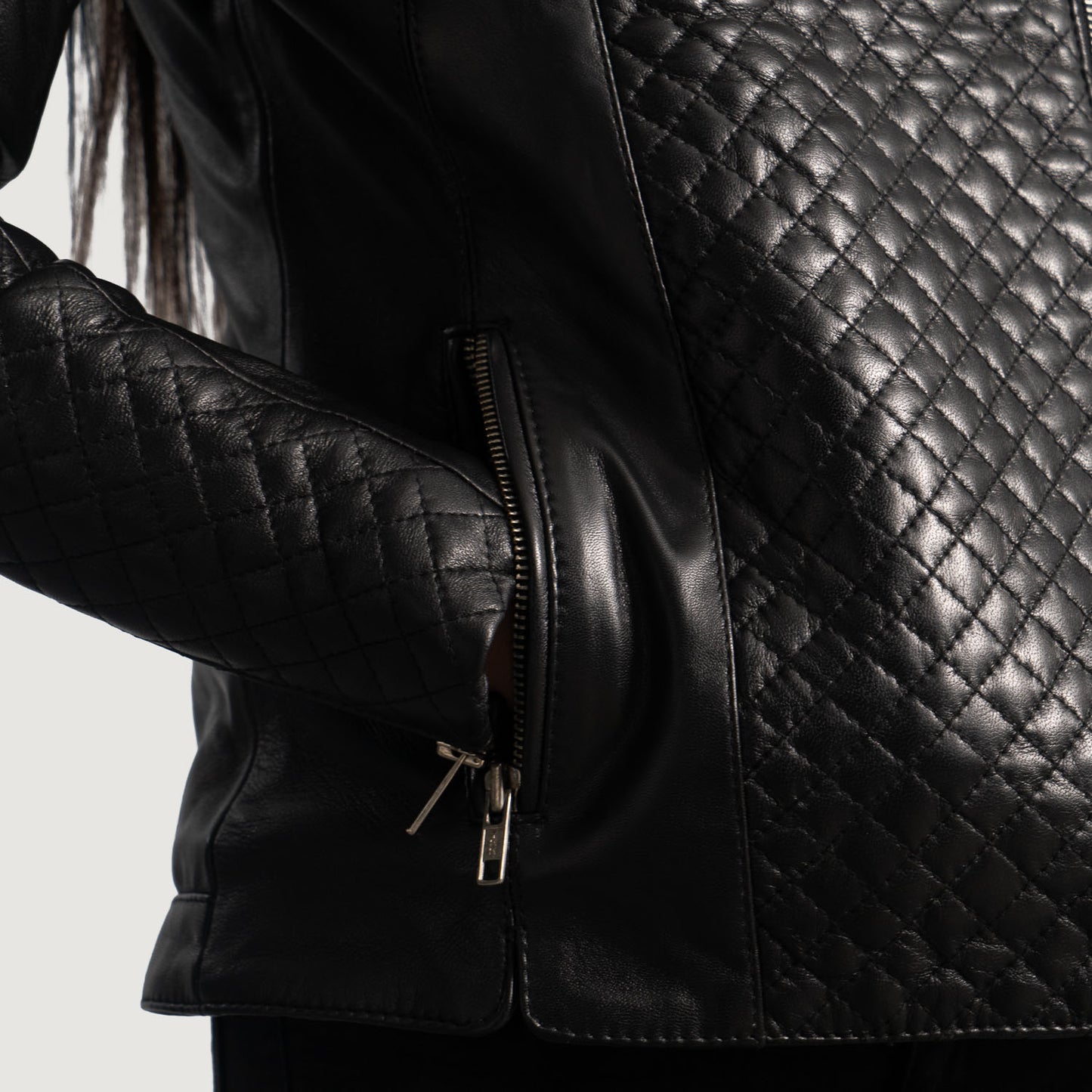 Slant Black Quilted Leather Biker Jacket