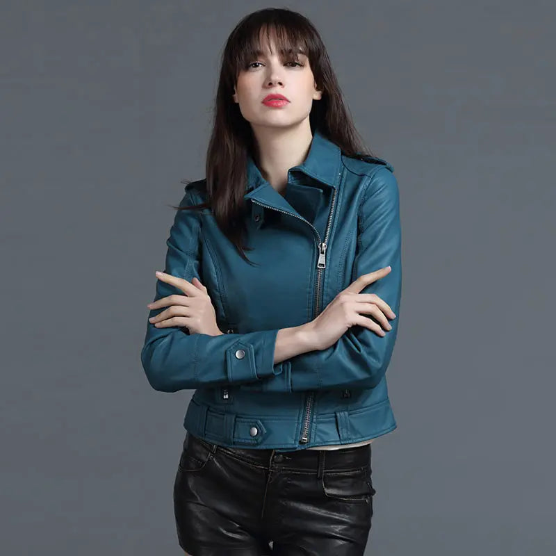 Vanguard Cropped Leather Biker Jacket