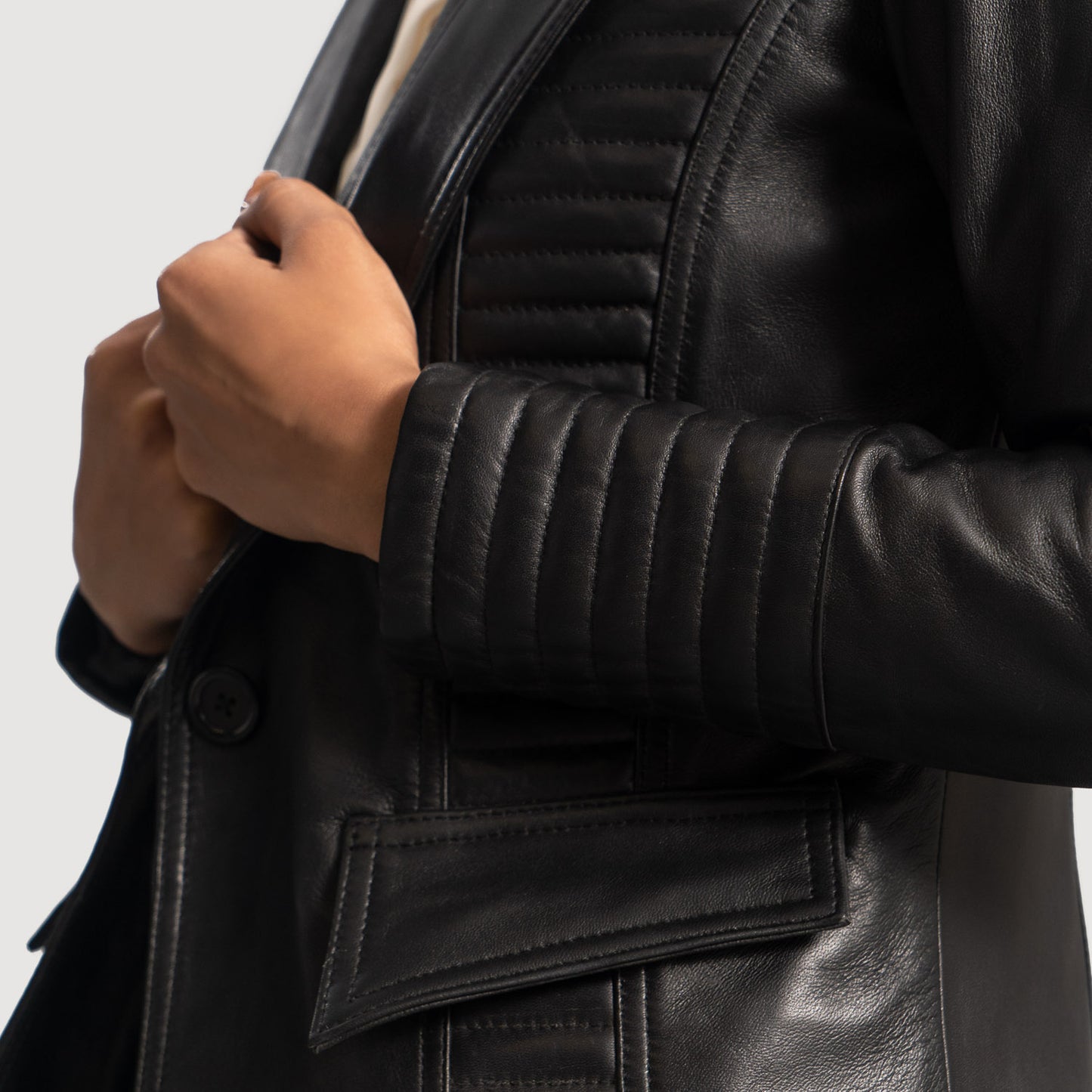 Kamala Quilted Black Leather Blazer