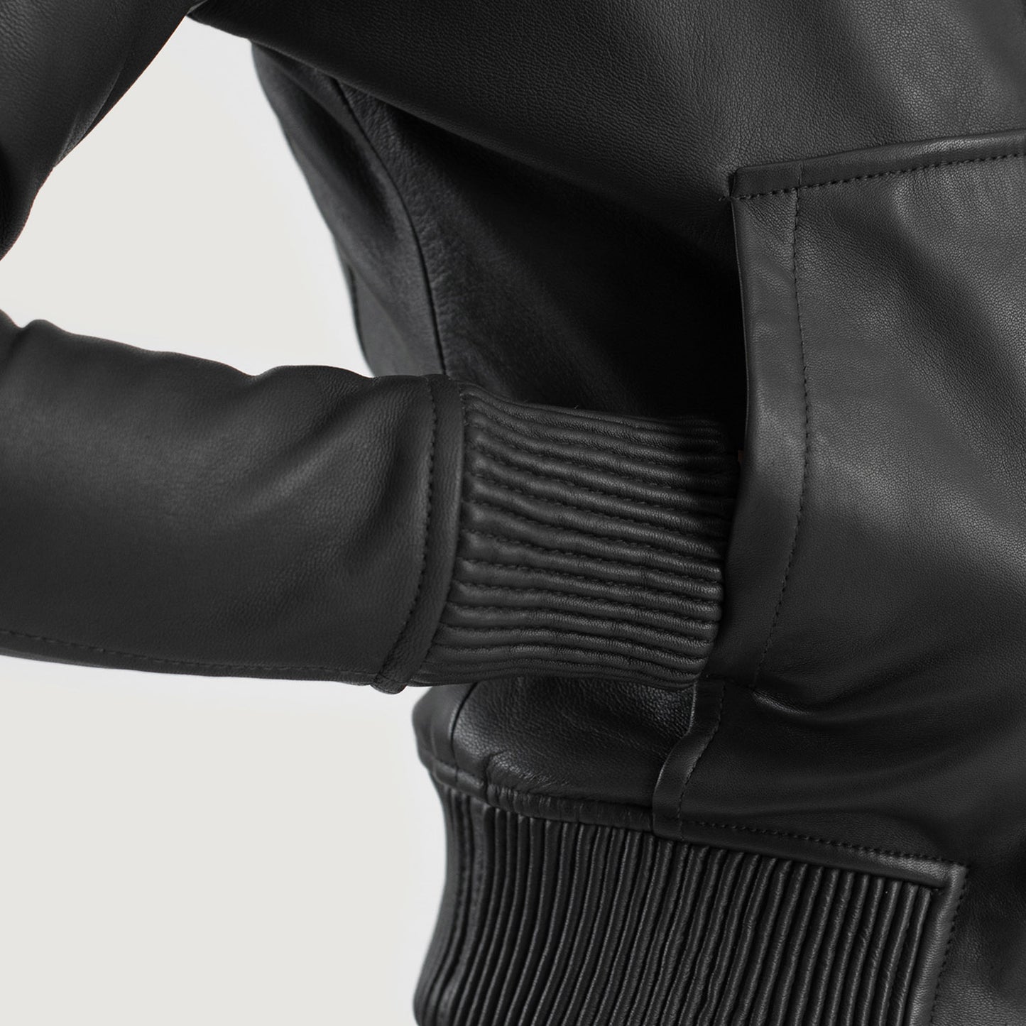 Moon Hooded Leather Bomber Jacket