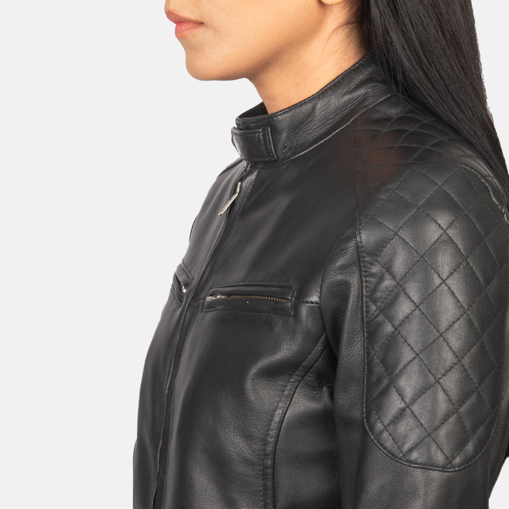 Neoma Black Leather Biker Jacket