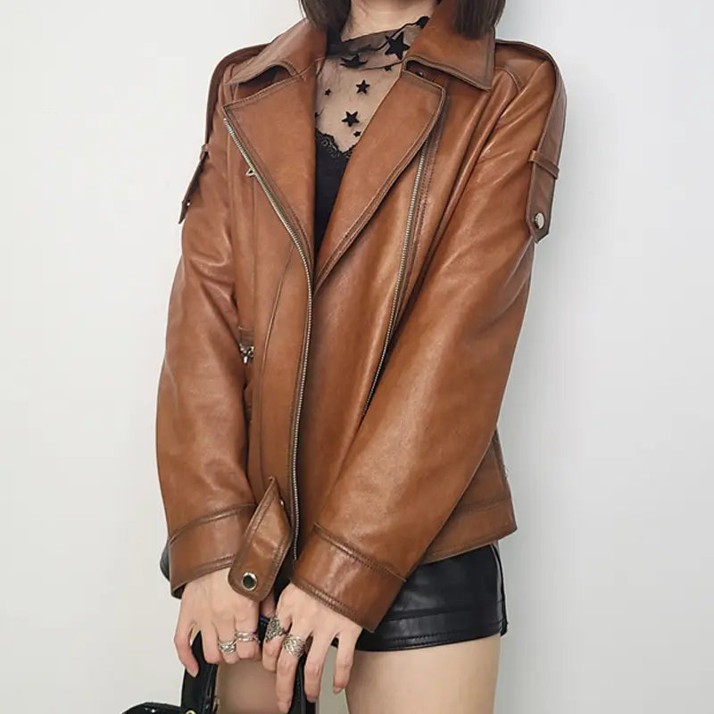 Viper Oil Wax Brown Leather Biker Jacket