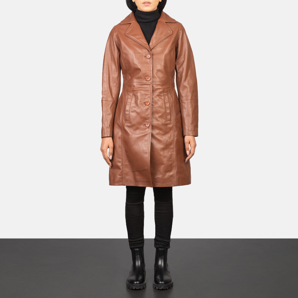 Plucky Single Breasted Leather Coat