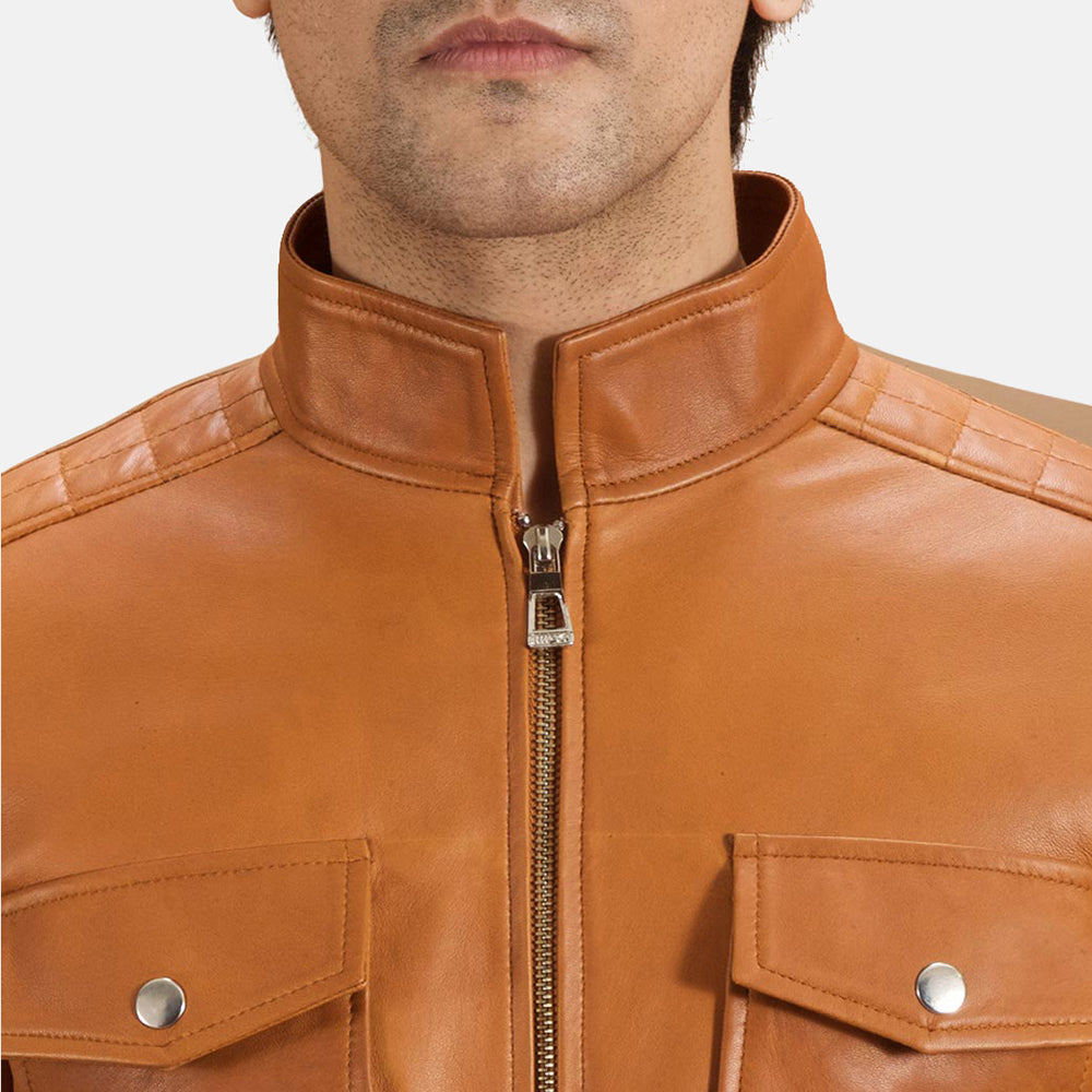 Vortex Tan Brown Leather Jacket