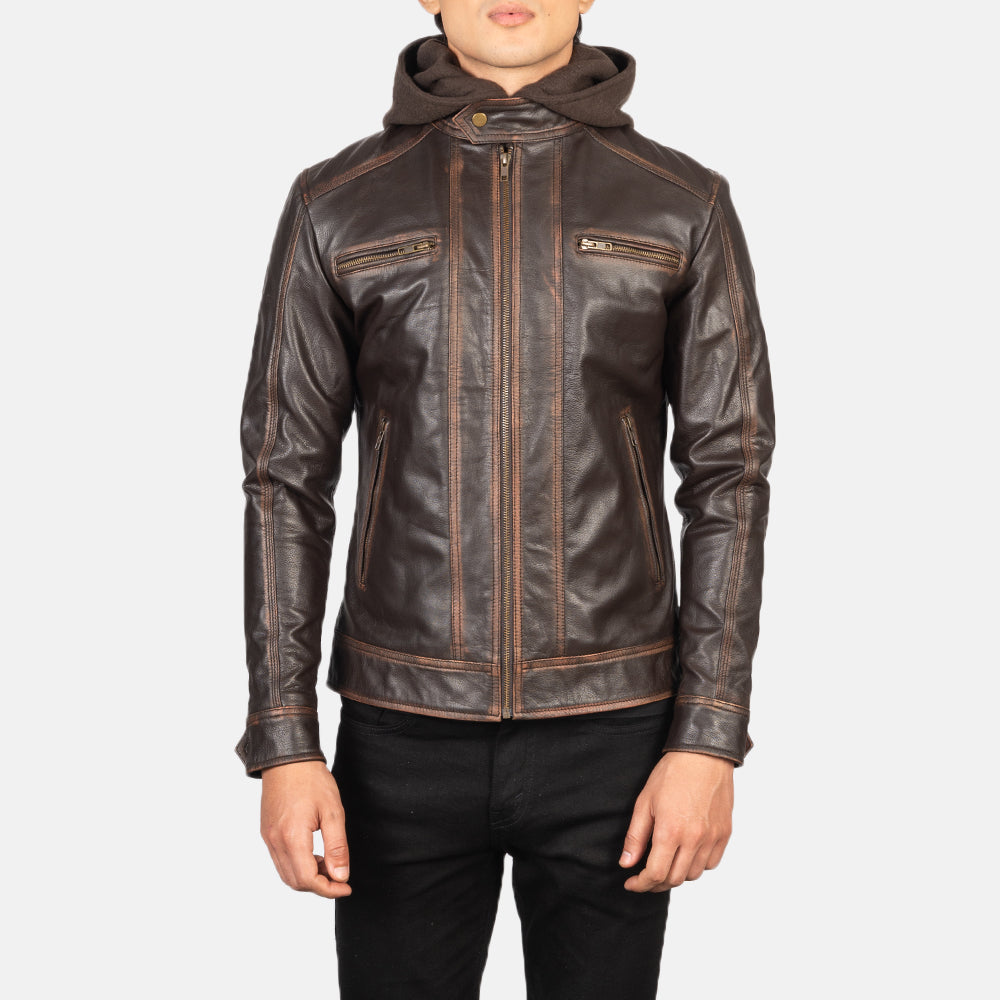 Luxe Hooded Leather Biker Jacket