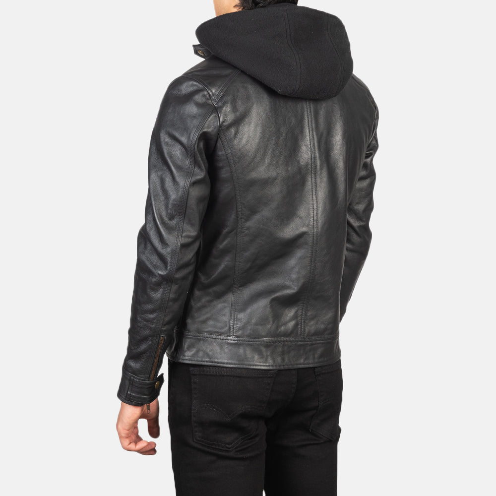 Luxe Hooded Leather Biker Jacket