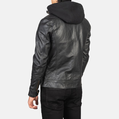 Luxe Hooded Leather Biker Jacket