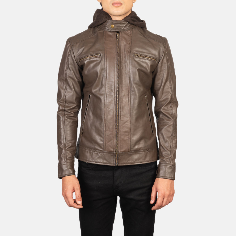 Luxe Hooded Leather Biker Jacket