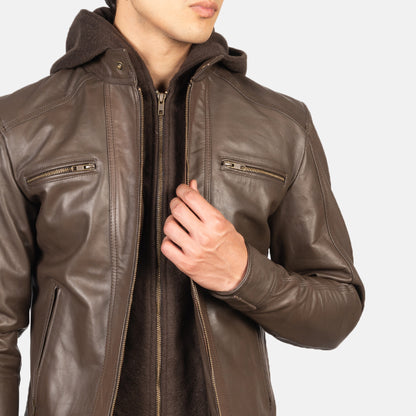 Luxe Hooded Leather Biker Jacket