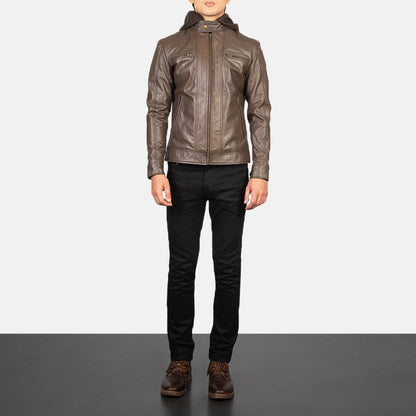 Luxe Hooded Leather Biker Jacket