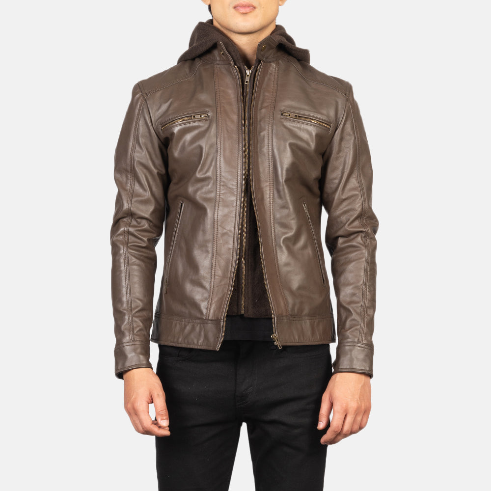 Luxe Hooded Leather Biker Jacket
