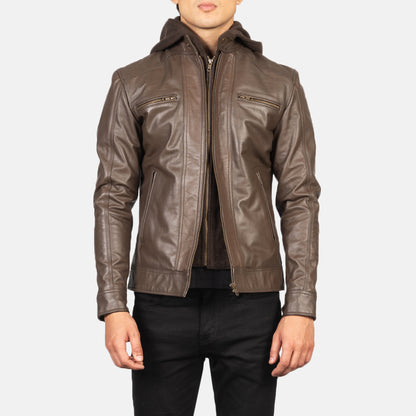 Luxe Hooded Leather Biker Jacket
