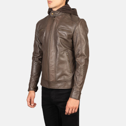Luxe Hooded Leather Biker Jacket