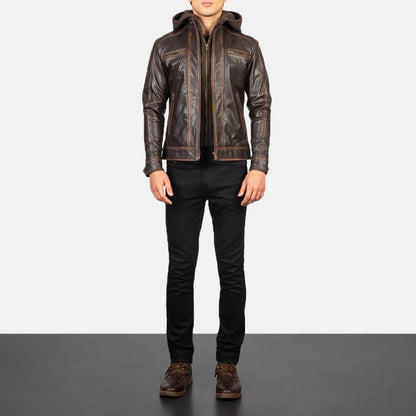 Luxe Hooded Leather Biker Jacket
