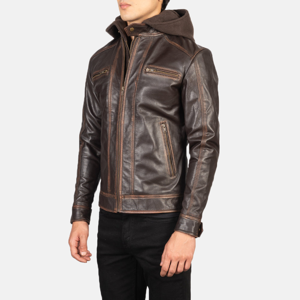Luxe Hooded Leather Biker Jacket