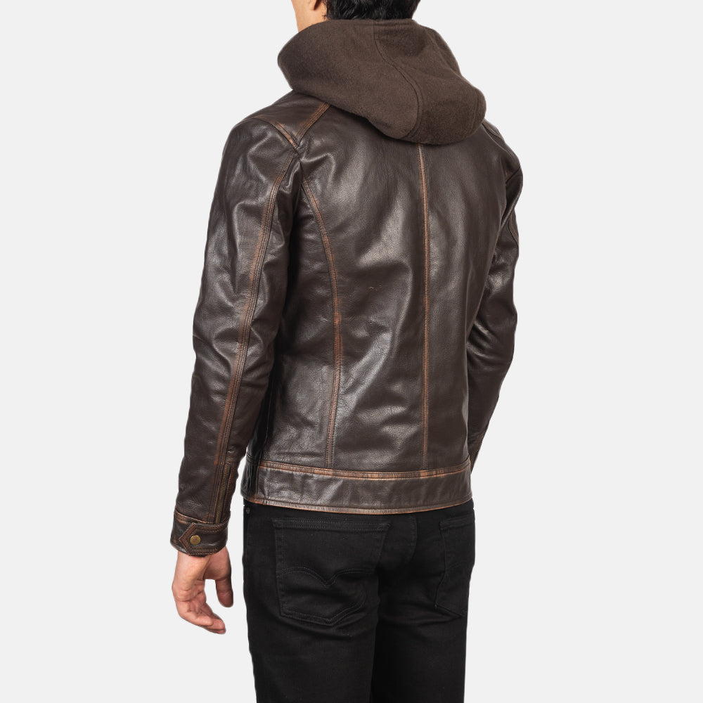 Luxe Hooded Leather Biker Jacket