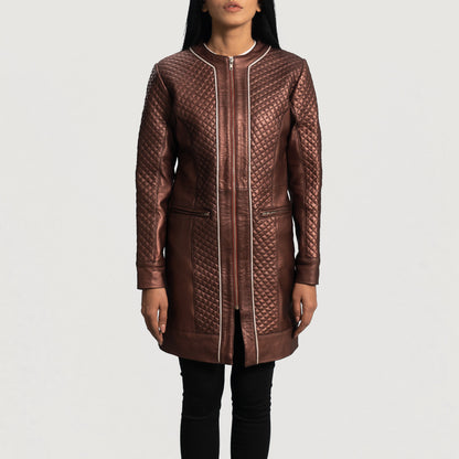 Potence  Quilted Maroon Leather Coat