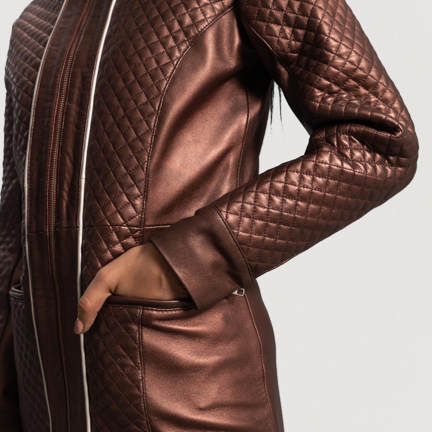 Potence  Quilted Maroon Leather Coat