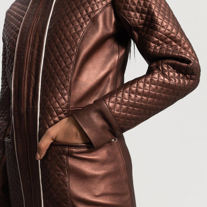 Potence  Quilted Maroon Leather Coat