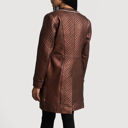 Potence  Quilted Maroon Leather Coat